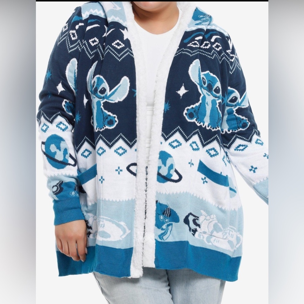 Disney Stitch Faire Isle Sherpa Cardigan